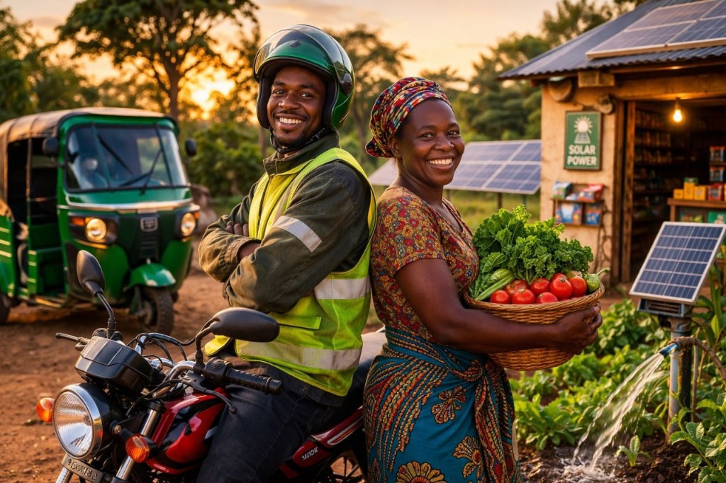 Electric bikes and tuktuk riders in Kenya