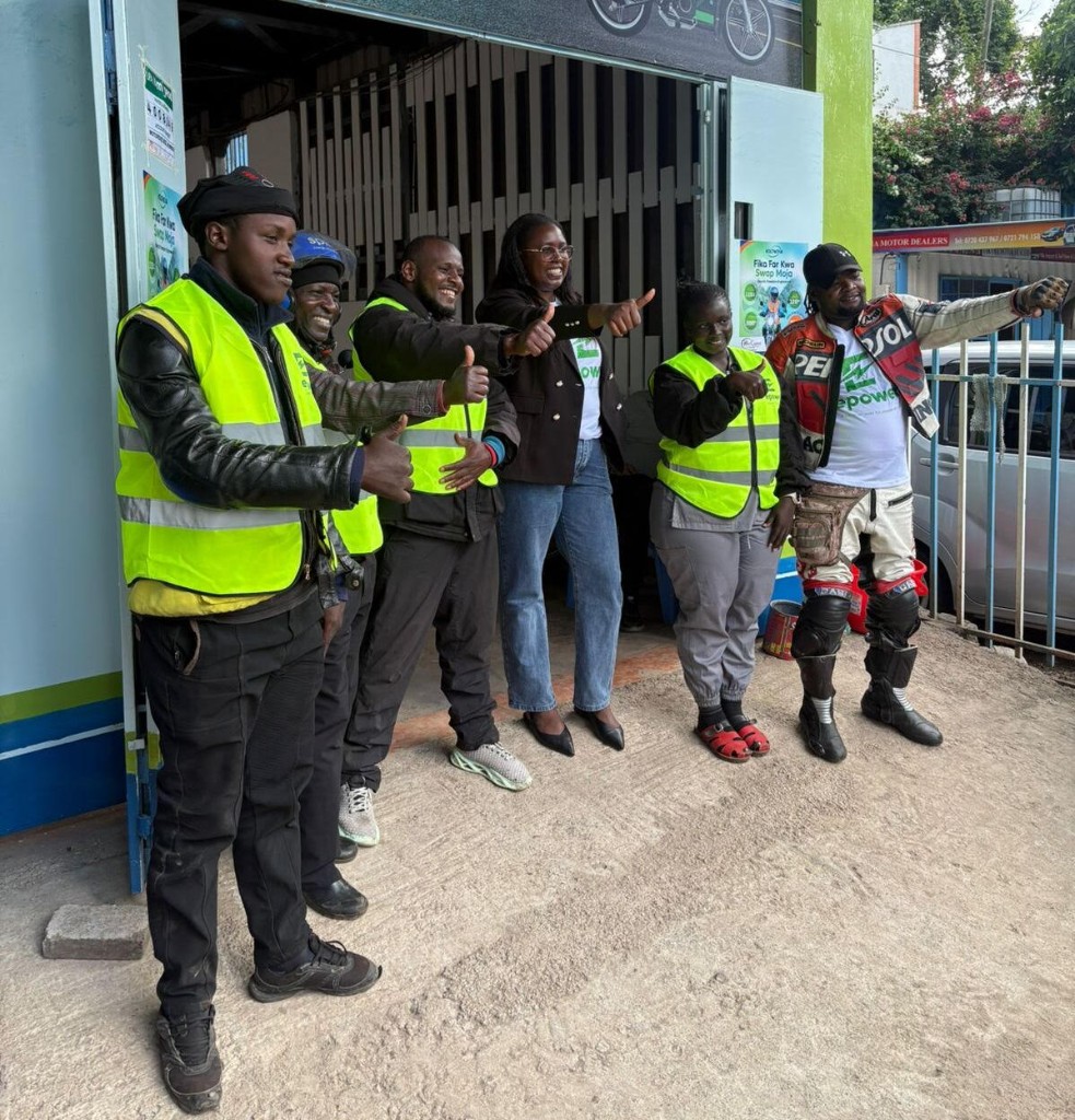 Epower team and partners at a battery swap station in Kenya